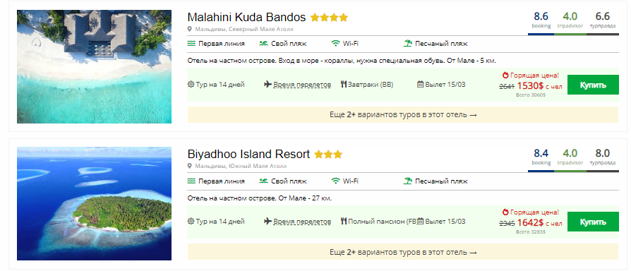 Ціни знижуються: перевіряємо вартість путівок на Мальдіви у березні