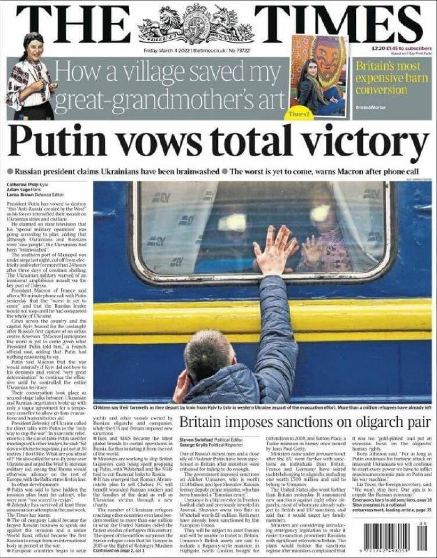&quot;Зупиніть страждання&quot;. Світові видання виходять з обкладинками про війну Росії проти України